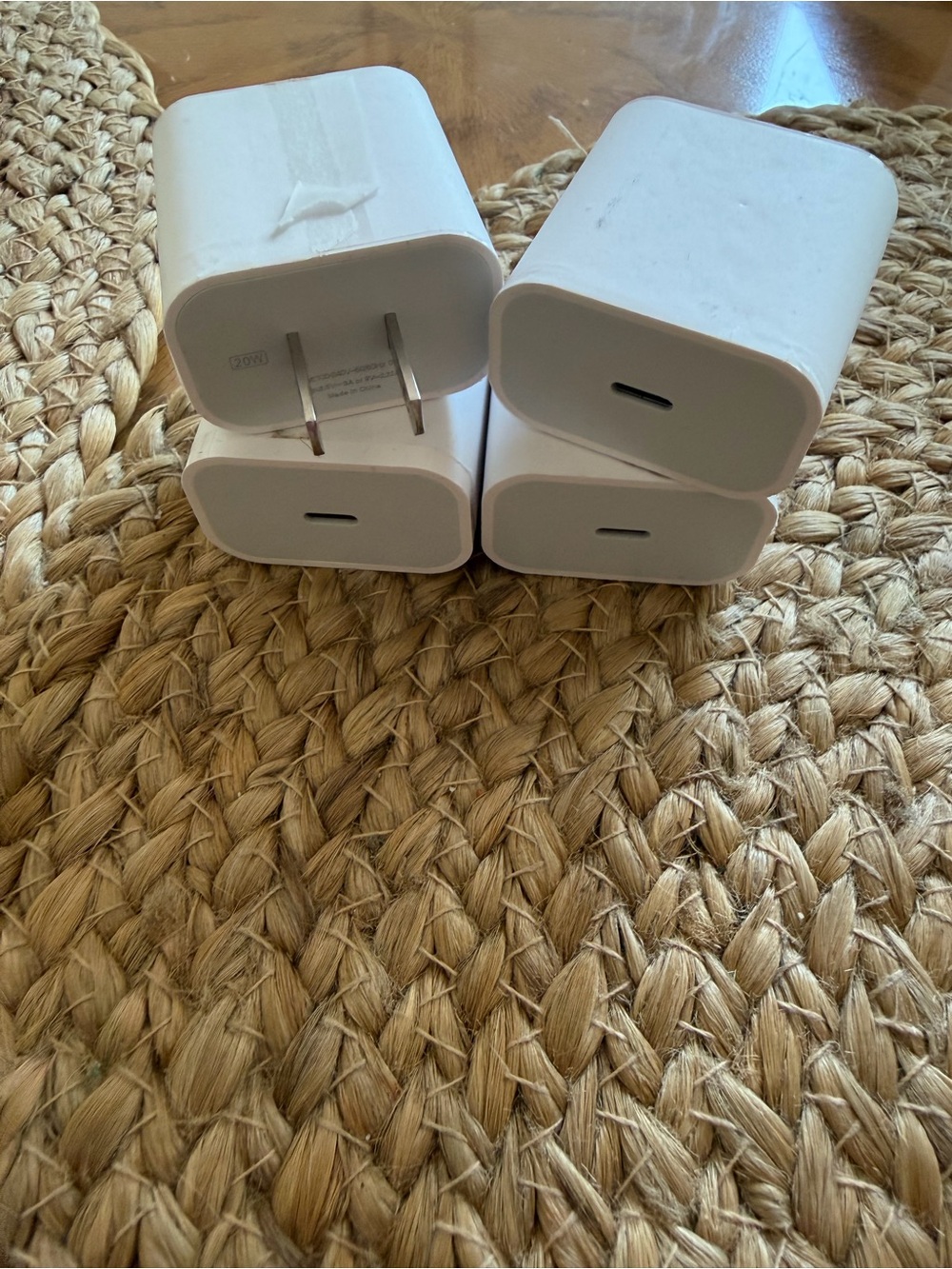 Set of 4 White USB-C Wall Chargers